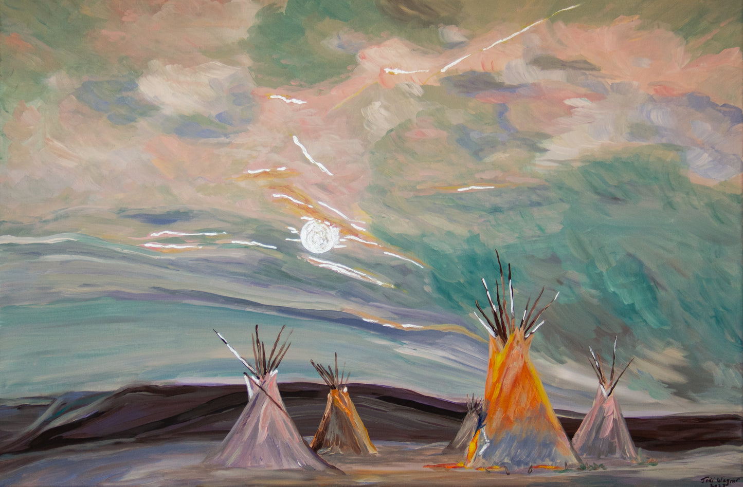 Moonlit Village 24" x 36'