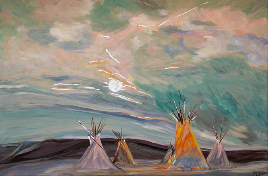 Moonlit Village 24" x 36'